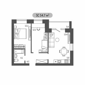 Квартира 54,7 м², 3-комнатная - изображение 1