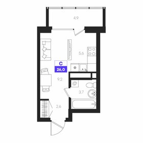 Квартира 26 м², студия - изображение 1