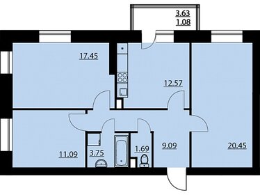 Квартира 77 м², 3-комнатная - изображение 1