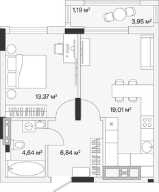 Квартира 45,1 м², 1-комнатная - изображение 1