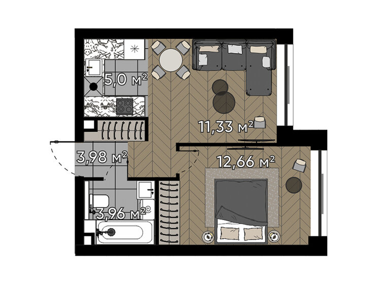 36,9 м², 2-комнатная квартира 20 278 264 ₽ - изображение 1