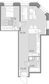 Квартира 51,2 м², 1-комнатная - изображение 1
