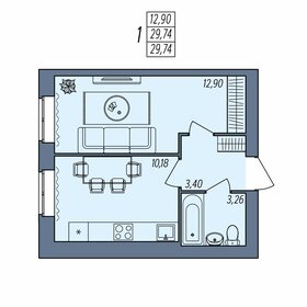 Квартира 29,7 м², 1-комнатная - изображение 1