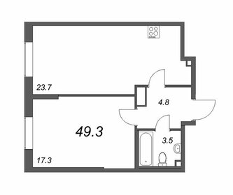 Квартира 49,3 м², 1-комнатная - изображение 1