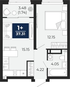 Квартира 37,3 м², 1-комнатная - изображение 1