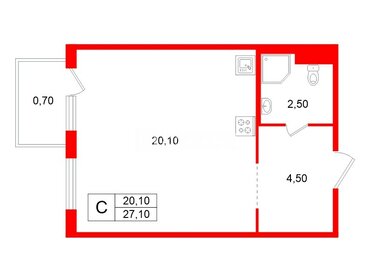 Квартира 27,1 м², студия - изображение 1