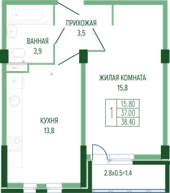 41,1 м², 2-комнатная квартира 5 700 000 ₽ - изображение 129