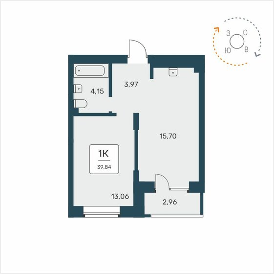 39,8 м², 1-комнатная квартира 5 650 000 ₽ - изображение 1