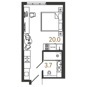 Квартира 23,7 м², студия - изображение 1