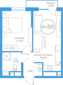 35,2 м², 1-комнатная квартира 5 400 000 ₽ - изображение 76