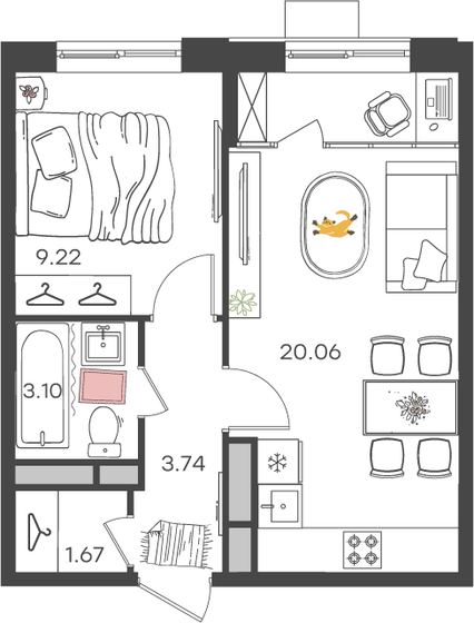 37,8 м², 2-комнатная квартира 3 967 950 ₽ - изображение 15