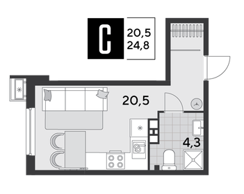 24 м², квартира-студия 4 300 000 ₽ - изображение 60