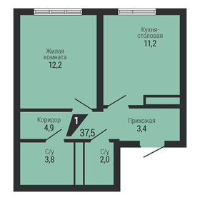 Квартира 37,5 м², 1-комнатная - изображение 2