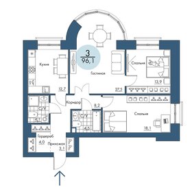 95,9 м², 3-комнатная квартира 16 974 300 ₽ - изображение 9