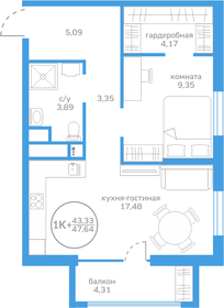 40,3 м², 1-комнатная квартира 6 660 000 ₽ - изображение 38