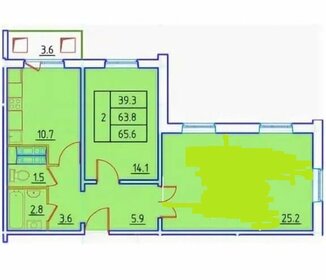 Квартира 63,6 м², 2-комнатная - изображение 1