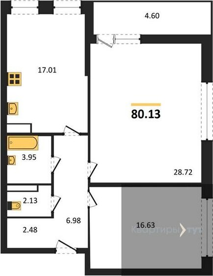 80,1 м², 2-комнатная квартира 10 964 188 ₽ - изображение 1