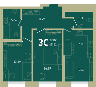 Квартира 65,8 м², 3-комнатные - изображение 1