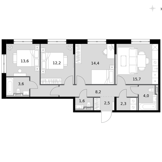 108 м², 3-комнатная квартира 16 999 990 ₽ - изображение 85