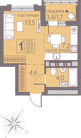 Квартира 31 м², студия - изображение 1