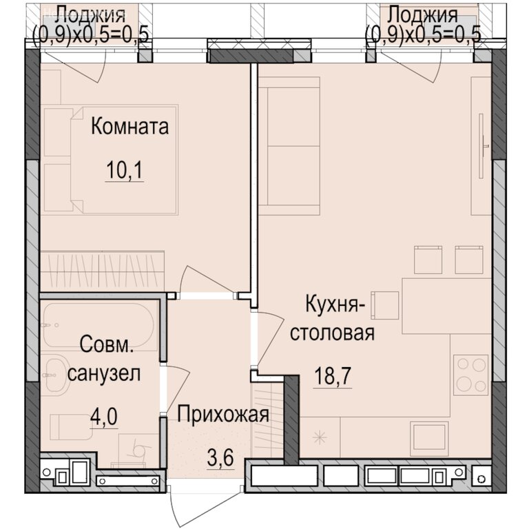 Варианты планировок ЖК «Парк Маяк» - планировка 10