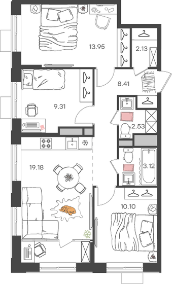 68,7 м², 4-комнатная квартира 6 873 000 ₽ - изображение 15