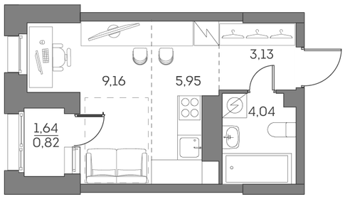 Квартира 23,1 м², студия - изображение 1