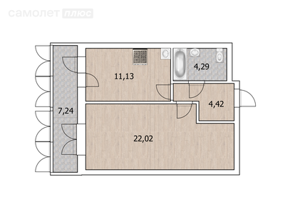 Квартира 40,8 м², 1-комнатная - изображение 1