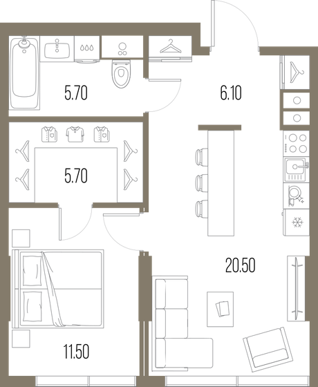 49,5 м², 1-комнатная квартира 24 626 250 ₽ - изображение 1