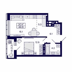 Квартира 44,9 м², 2-комнатная - изображение 2