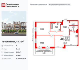 Квартира 83,3 м², 2-комнатная - изображение 1