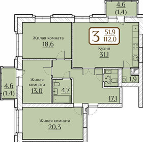 Квартира 115,2 м², 3-комнатная - изображение 1