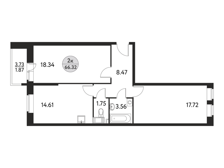 66,3 м², 2-комнатная квартира 10 080 640 ₽ - изображение 15