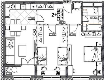 78,5 м², 3-комнатная квартира 15 700 000 ₽ - изображение 28