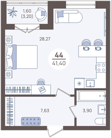 Квартира 43 м², 1-комнатные - изображение 1