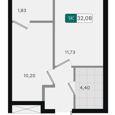 Квартира 32,1 м², 1-комнатная - изображение 2