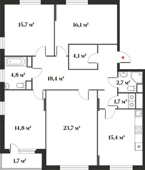 119,1 м², 4-комнатная квартира 26 030 312 ₽ - изображение 1