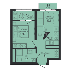 Квартира 33,2 м², 1-комнатная - изображение 1