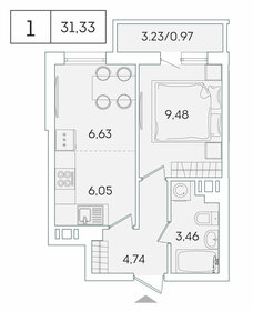 30,5 м², 1-комнатная квартира 4 600 000 ₽ - изображение 6