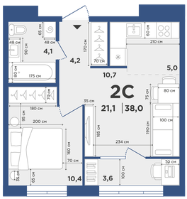 43,5 м², 2-комнатная квартира 3 400 000 ₽ - изображение 26