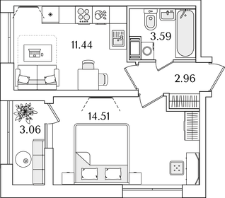 34 м², 1-комнатная квартира 10 228 991 ₽ - изображение 23