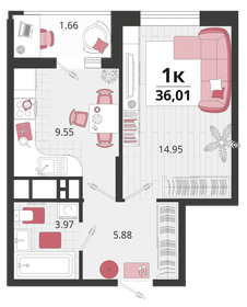 36,7 м², 1-комнатная квартира 6 079 886 ₽ - изображение 10