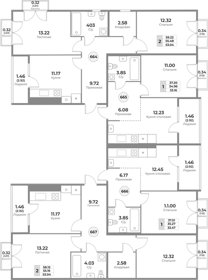 57,8 м², 2-комнатная квартира 9 500 000 ₽ - изображение 104