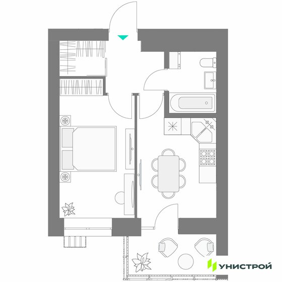 34,4 м², 1-комнатная квартира 9 840 000 ₽ - изображение 1