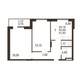 Квартира 51,8 м², 2-комнатная - изображение 1