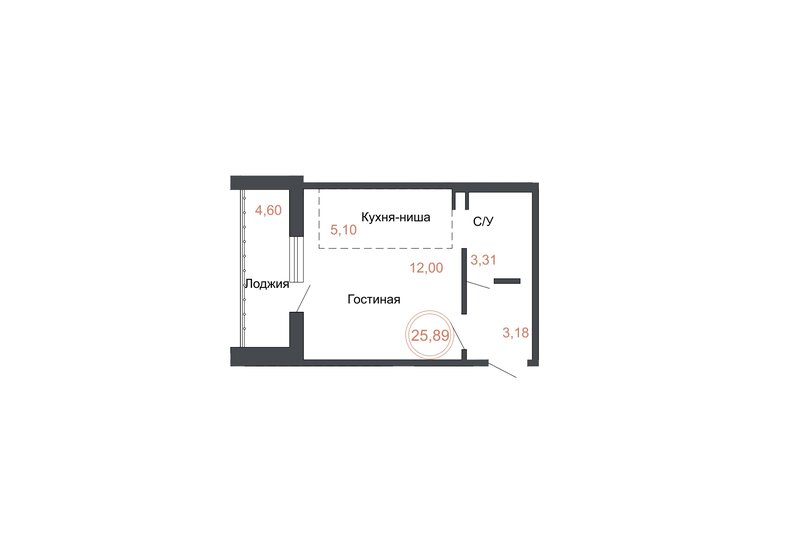 25,9 м², квартира-студия 3 210 360 ₽ - изображение 1