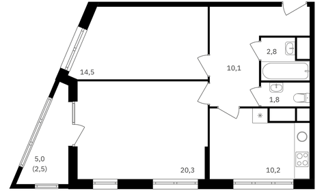 Квартира 62,2 м², 2-комнатная - изображение 1