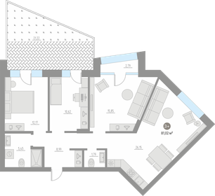 Квартира 79,7 м², 3-комнатная - изображение 1