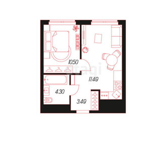 Квартира 35,8 м², 1-комнатная - изображение 1