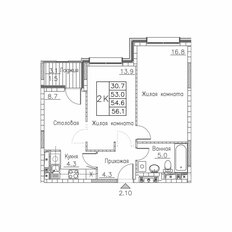 Квартира 56,1 м², 2-комнатная - изображение 2